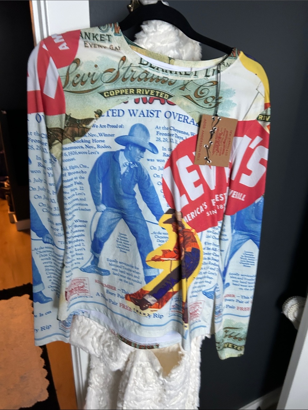 Levi's Anderson Bell Multicolor Graphic Long Sleeve Tee - Blue, Red & Yellow
